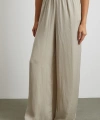 Beli Lastikli Dökümlü Geniş Paça Pantolon Taş