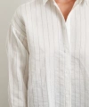 Pamuklu Çizgili Gömlek Beyaz