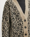 Leoparlı Düğmeli Hırka Krem