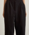 Önü Çift Pileli Pantolon Siyah