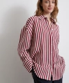 Çizgili T Kol Gömlek Bordo