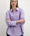 Gofre Kareli Gömlek Mor