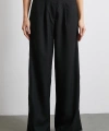 Yüksek Bel Beli Lastikli Geniş Paça Pantolon Siyah