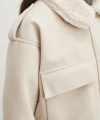 Apoletli Yünlü Körük Cepli Kaşe Mont Bej
