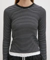Bisiklet Yaka Çizgili Bluz Siyah