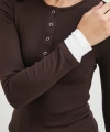Garnili Çıtçıtlı Bluz Kahve