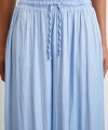 Beli Lastikli Geniş Paça Büzgülü Pantolon Mavi
