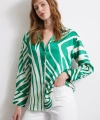 Zebra Desen V Yaka Gömlek Yeşil