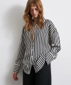 Çizgili T Kol Gömlek Siyah