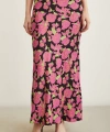 Gül Desenli Saten Etek Pembe