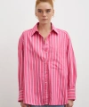 Çizgili Poplin Gömlek Pembe