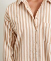 Multi Çizgili Cepli Gömlek Camel