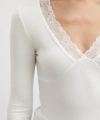 Yakası Dantelli Bluz Beyaz