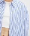 Çizgili Poplin Gömlek Mavi