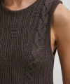 Burgu Örgü Kolsuz Triko Kahve