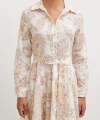 Godeli Desenli Elbise Krem