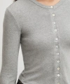 Düğmeli Uzun Kol Bluz Gri