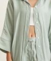Yarasa Kol Keten Gömlek Mint