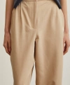 Önü Çift Pileli Pantolon Bej