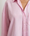 Çizgili Oversize Gömlek Pembe