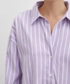 Uzun Kollu Çizgili Gömlek Lila