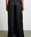 Beli Lastikli Geniş Paça Büzgülü Pantolon Siyah