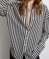 Çizgili T Kol Gömlek Siyah