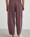 Bağcıklı Beli Lastikli Pileli Pantolon Mürdüm