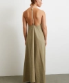 İp Askılı Keten Elbise Haki