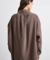 Oversize Cepli Modal Gömlek Kahve