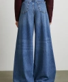 Yüksek Bel Geniş Paça Beş Cepli Jean Mavi