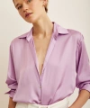 Basic Saten Gömlek Mor