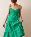 Sırtı Büzgülü Askılı Elbise Yeşil
