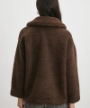 Yaka Detaylı Peluş Mont Kahve