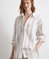 Kahve Çizgili Gömlek Ekru