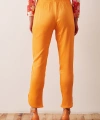 Beli Lastikli Saten Pantolon Turuncu