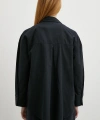Keten Karışımlı Oversize Gömlek Siyah