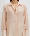 Kabartma Çizgili Gömlek Pudra