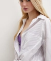 Çizgili Pamuklu Gömlek Ekru