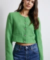 Cep Detaylı Düğmeli Tüvit Ceket Fıstık Yeşili