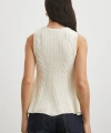 Burgu Örgü Kolsuz Triko Ekru