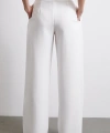Bel Detaylı Wide Leg Pantolon Ekru