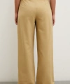 Boru Paça Yüksek Bel Keten Pantolon Camel