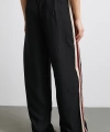 Beli Lastikli Çift Şeritli Pantolon Siyah