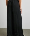 Beli Lastikli Dökümlü Geniş Paça Pantolon Siyah