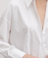 Varaklı Poplin Gömlek Beyaz
