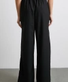 Yüksek Bel Beli Lastikli Geniş Paça Pantolon Siyah
