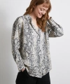 Kraşlı Yılan Desen Gömlek Gri