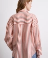Çizgili T Kol Gömlek Kiremit