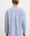 Çizgili Poplin Gömlek Mavi